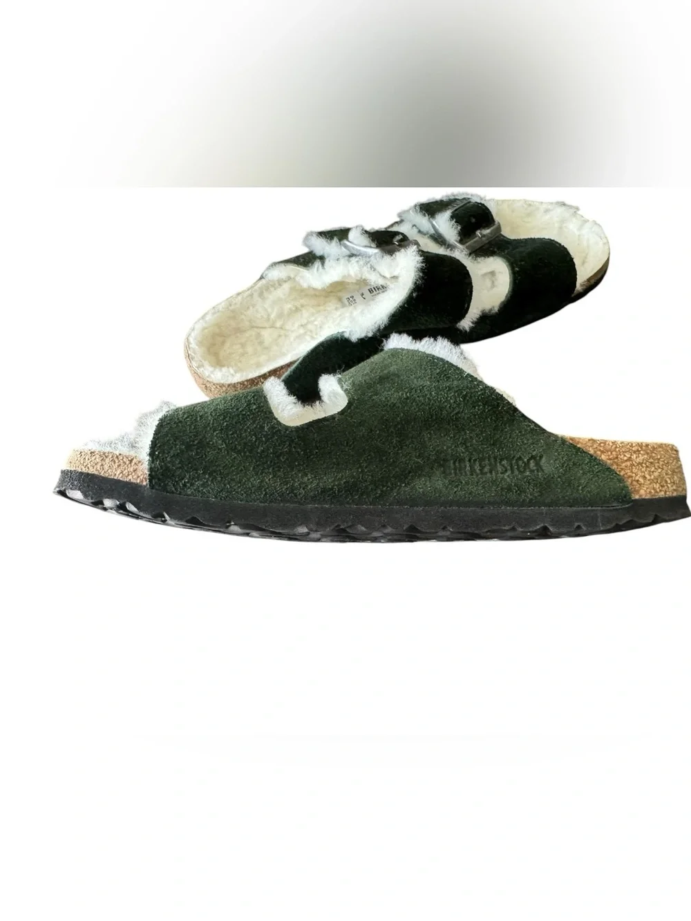 Birkenstock Arizona Shearling leather two strap sandal green size 8 woman’s